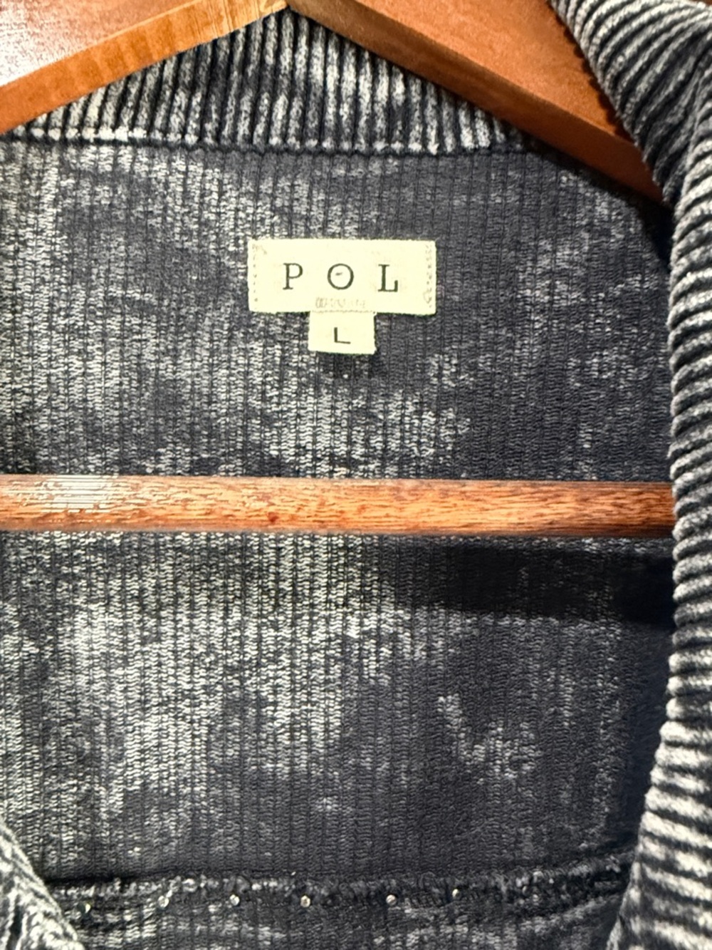 POL Distressed Black Corduroy Jacket with Stud Trim - Picture 2 of 5